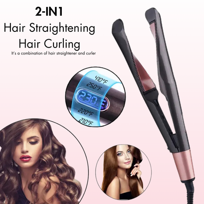 SleekWave 2-in-1 Curling Iron creating smooth curls.